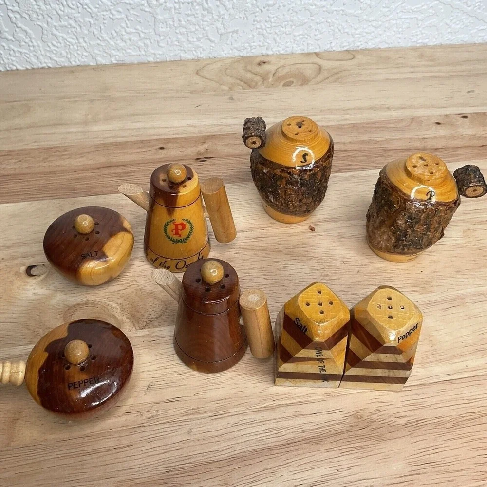 VTG‎ Handmade Lassen Volcanic National Park Lot 8 Salt Pepper Shakers USA Wooden